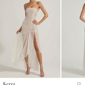 Oh Polly Cream Strapless Midi Dress